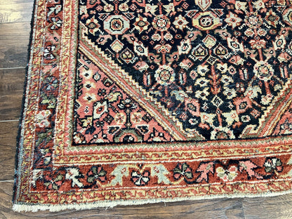 Antique Persian Mahal Rug 4x7, Wool Hand Knotted Tribal Geometric Carpet - Nuvé