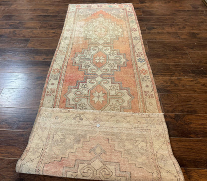 Antique Turkish Runner Rug 3 x 9.6, Farmhouse Rug, Geometric Runner, Handmade, Vintage Rug for Modern Home - Nuvé