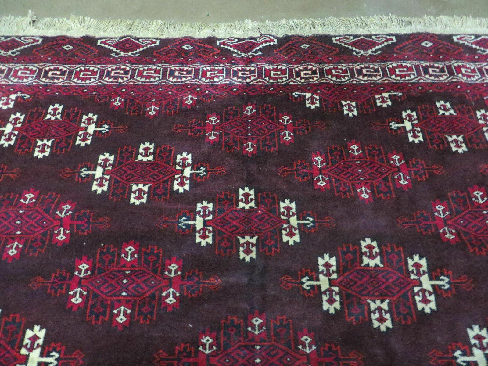 7' X 10' Antique Handmade Yamud Turkoman Wool Rug Excellent - Nuvé