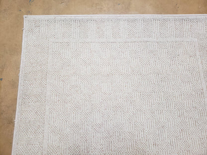 3x5 Karastan Rug Chaumiere Collection, Kara-Loc, Design #291/9866, Creme Color, Textured Squares II Patern, 3'6" x 5' 3" Carpet - Nuvé