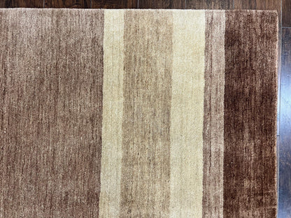 Indo Gabbeh Rug 5x8, Contemporary Wool Stripped Modern Area Rug, Hand Knotted Medium Sized Carpet - Nuvé