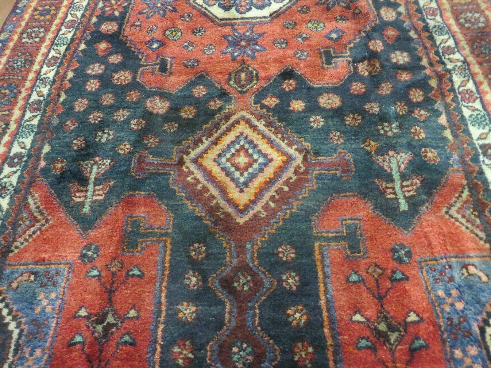 4' X 9' Antique Handmade Turkish Tribal Oriental Geometric Wool Rug # 605 - Nuvé