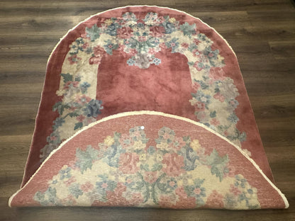 Oval Chinese Peking Rug 5x8, Pink, Floral, Vintage Chinese Wool Carpet - Nuvé