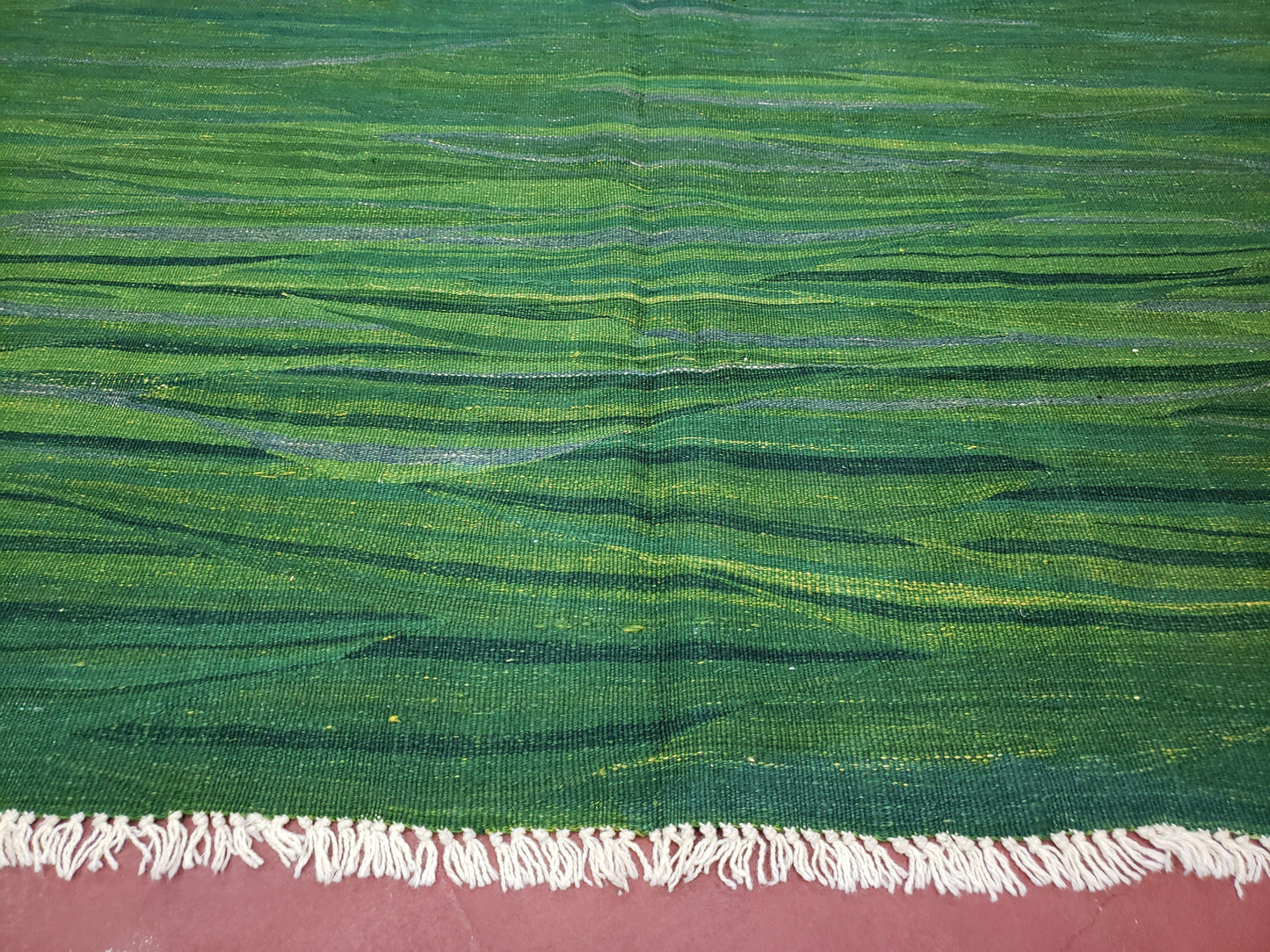 Green Turkish Kilim Rug, 6x9 - 7x10 Rugs, Bird, Handmade New Area Rug, Wool, Bohemian Boho Decor, Hand Woven, Modern Abstract Flat Weave Rug - Nuvé