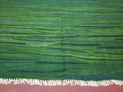 Green Turkish Kilim Rug, 6x9 - 7x10 Rugs, Bird, Handmade New Area Rug, Wool, Bohemian Boho Decor, Hand Woven, Modern Abstract Flat Weave Rug - Nuvé