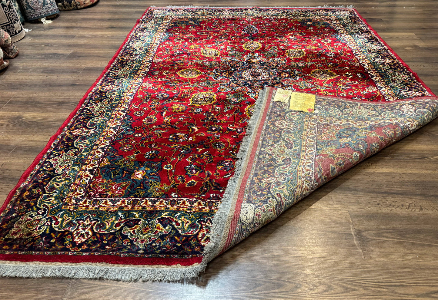 Red Persian Rug 6x9, Medallion Carpet, Ardebil Design, Vintage Belgium Power Loomed Carpet - Nuvé