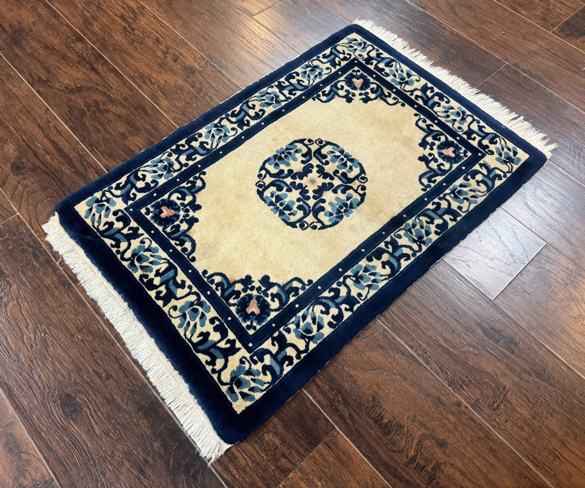 Chinese Peking Rug 2x3, Small Wool Chinese Carpet, Art Deco Rug - Nuvé