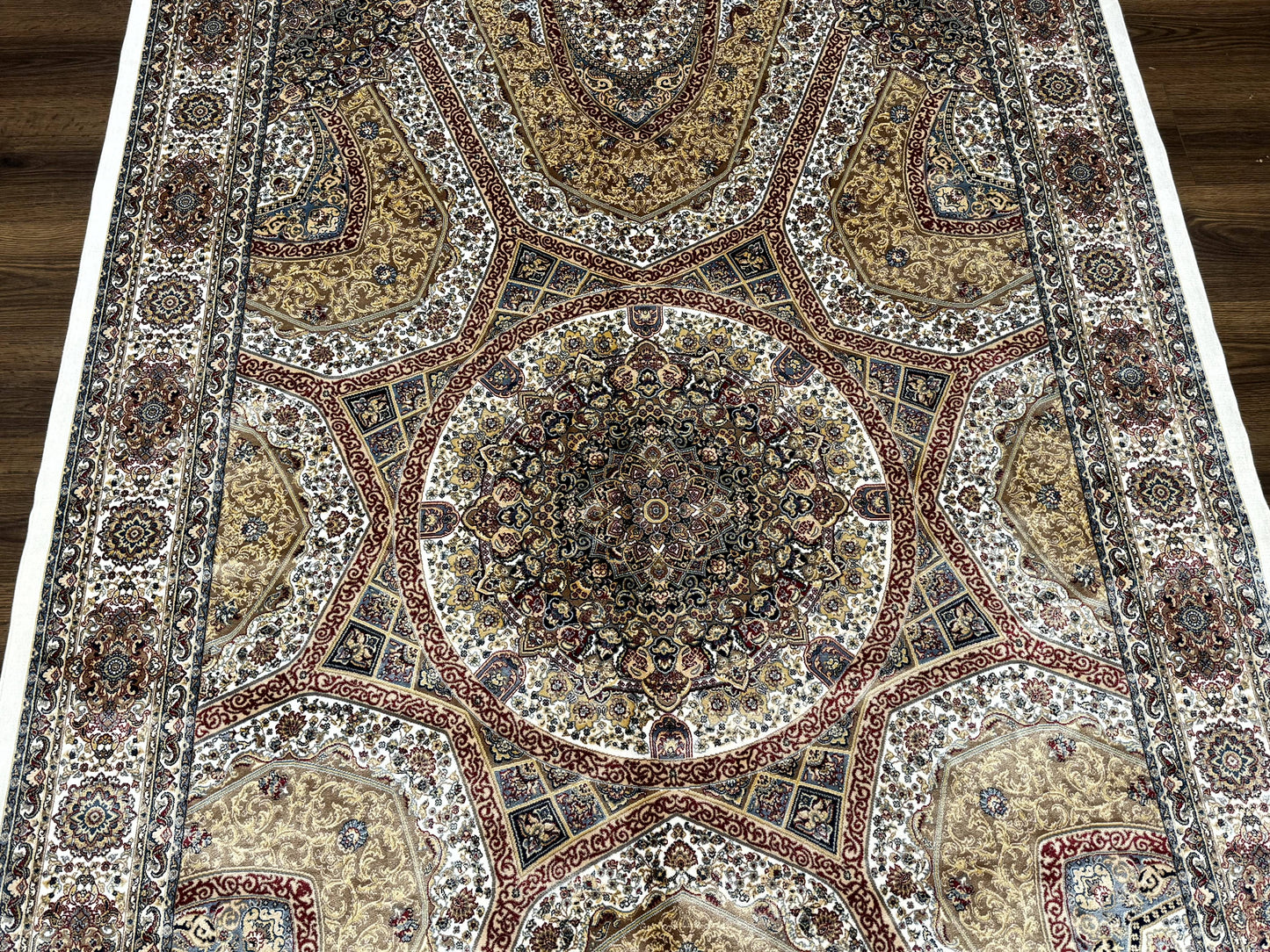 Turkish Silk Rug 5 x 7.6, Dome Design, Bamboo Silk, New - Nuvé