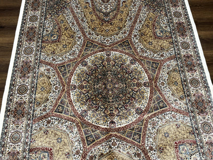 Turkish Silk Rug 5 x 7.6, Dome Design, Bamboo Silk, New - Nuvé