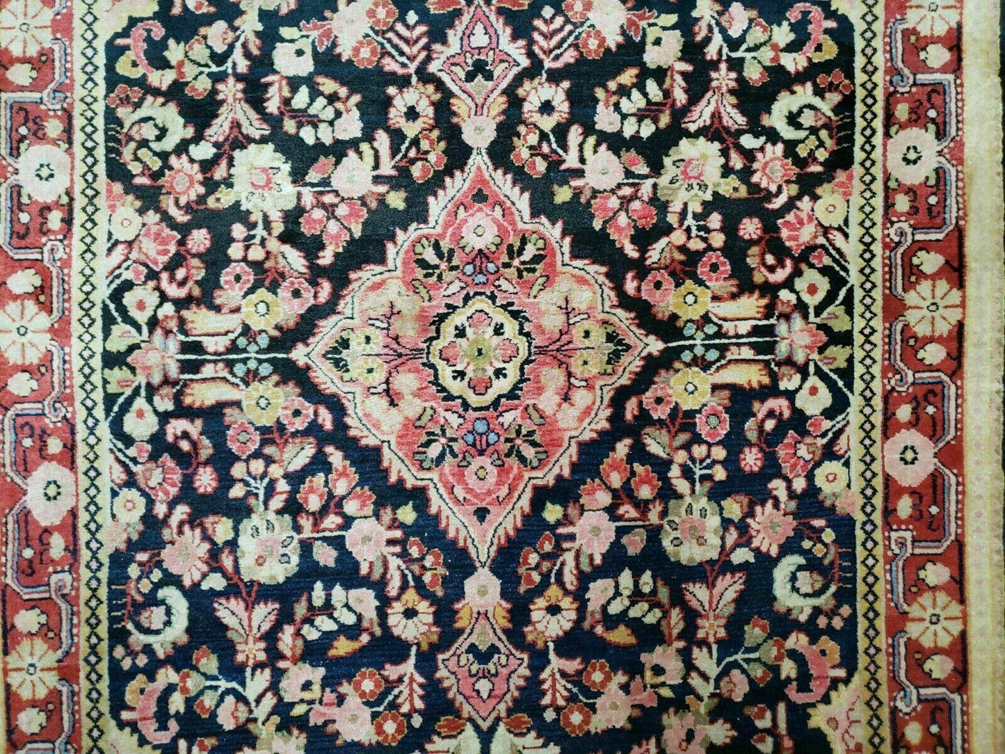 4' X 6' Antique Handmade India Floral Oriental Wool Rug Carpet Organic Blue - Nuvé