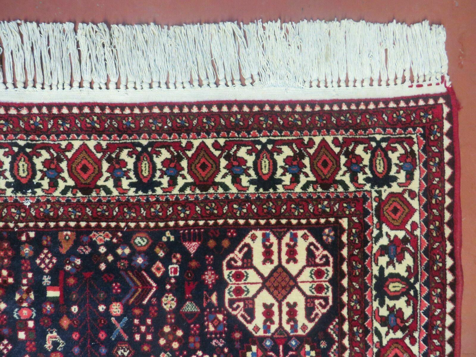 7' X 10' Vintage Handmade Indian Floral Wool Rug Hand Knotted Carpet Ivory Red - Nuvé