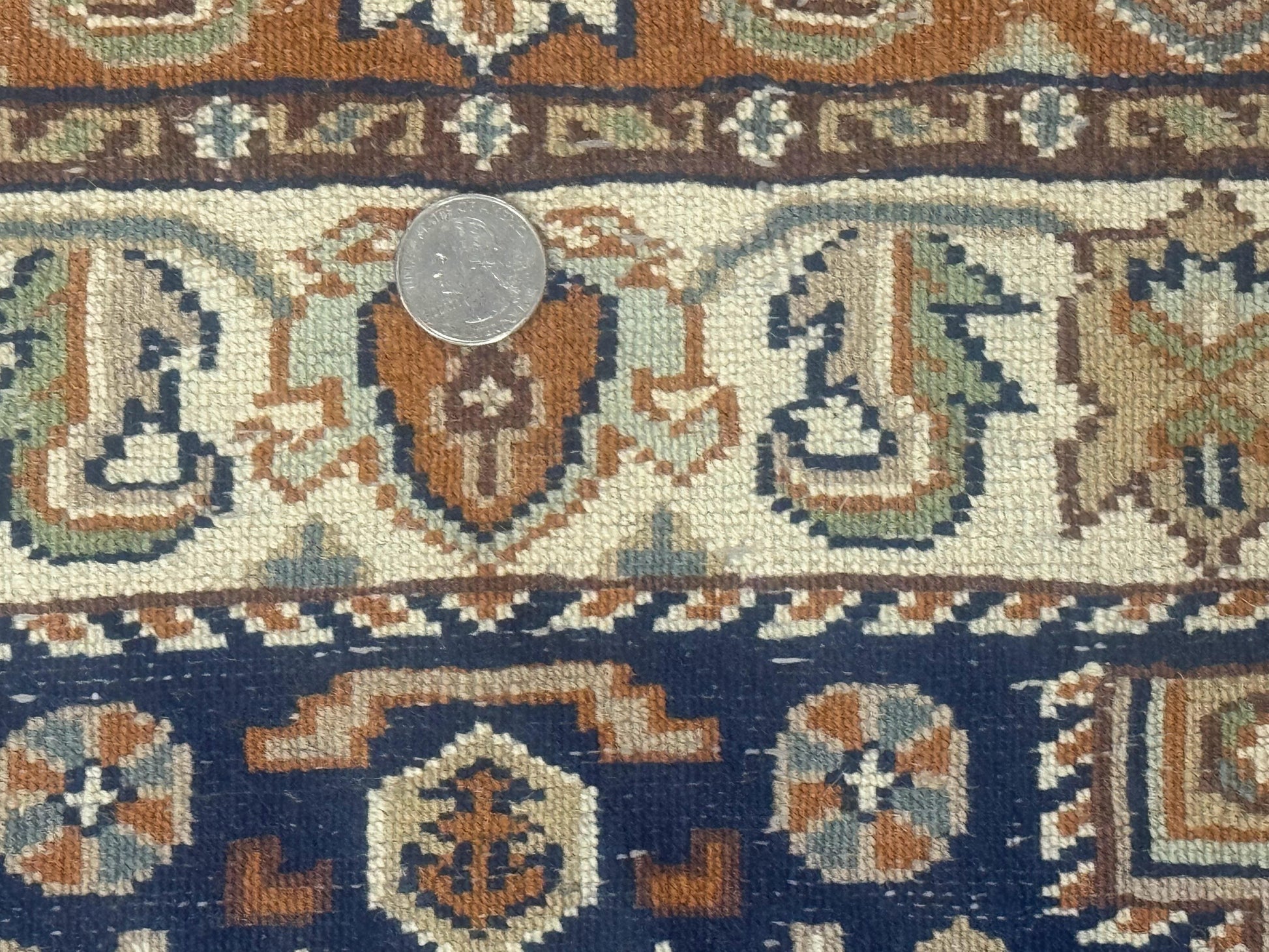 Indo Persian Runner Rug 2.6 x 12.7, Indian Kashmiri Runner for Hallway or Kitchen, Navy Blue, Geometric Medallions, Handmade Wool - Nuvé