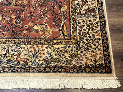 Persian Wool Rug 4x6, Tree of Life Animal Pictorials, Vintage, Power Loomed Ardakan Rug - Nuvé