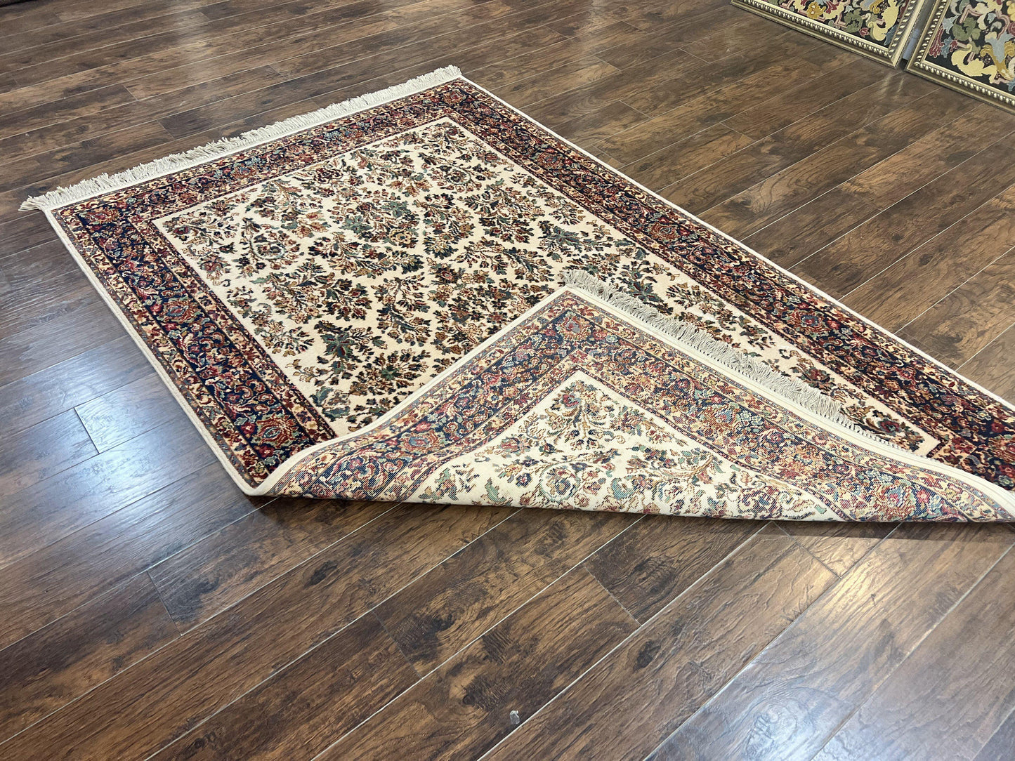 Karastan Rug 5.9 x 9, Ivory Sarouk #760, Wool Vintage Original Collection 700 Series - Nuvé