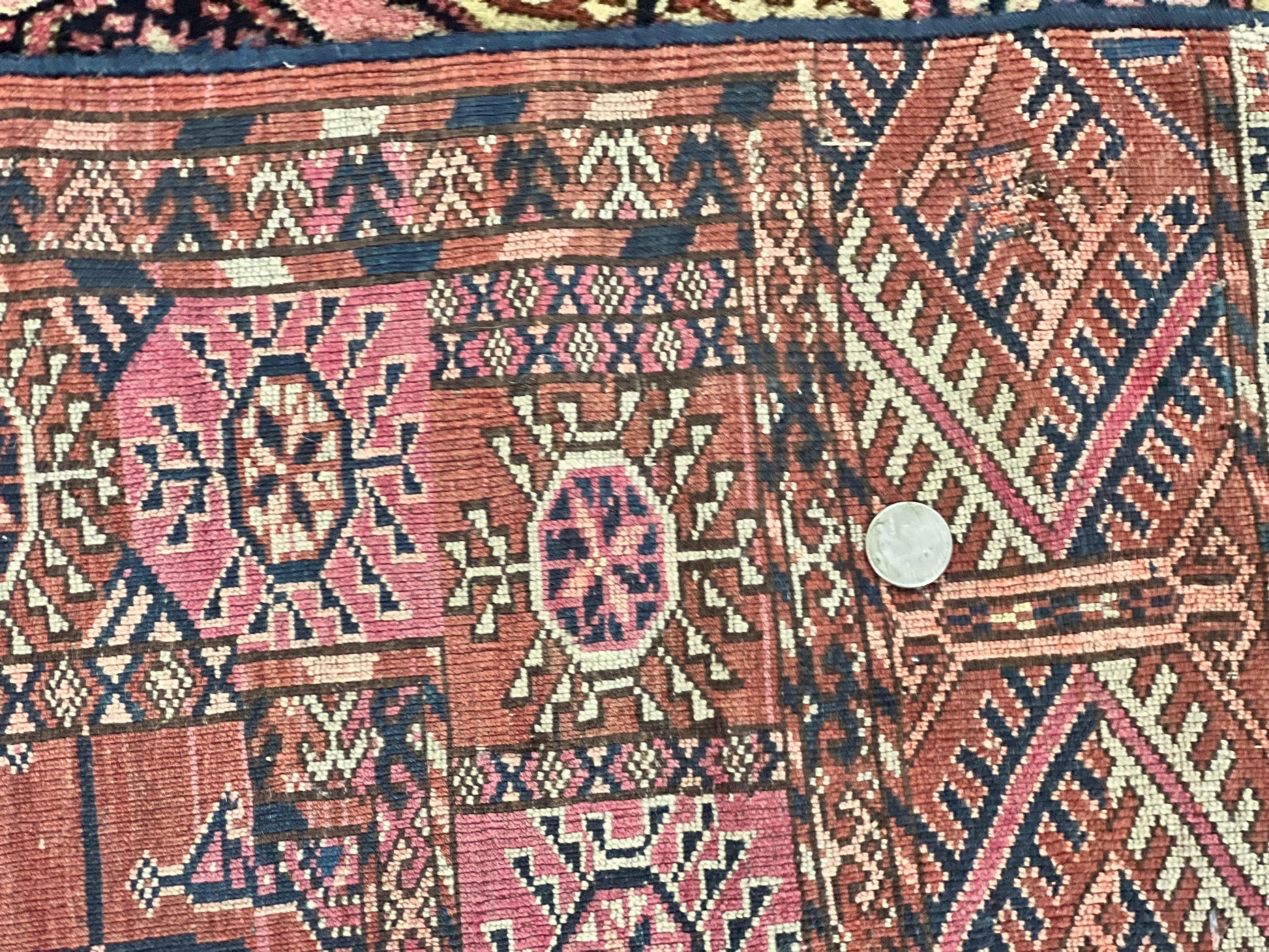 Persian Turkoman Rug 4x6, Wool Hand Knotted Antique Bokhara Carpet, Red Pink, Handmade Tribal Oriental Rug 4 x 6 ft - Nuvé