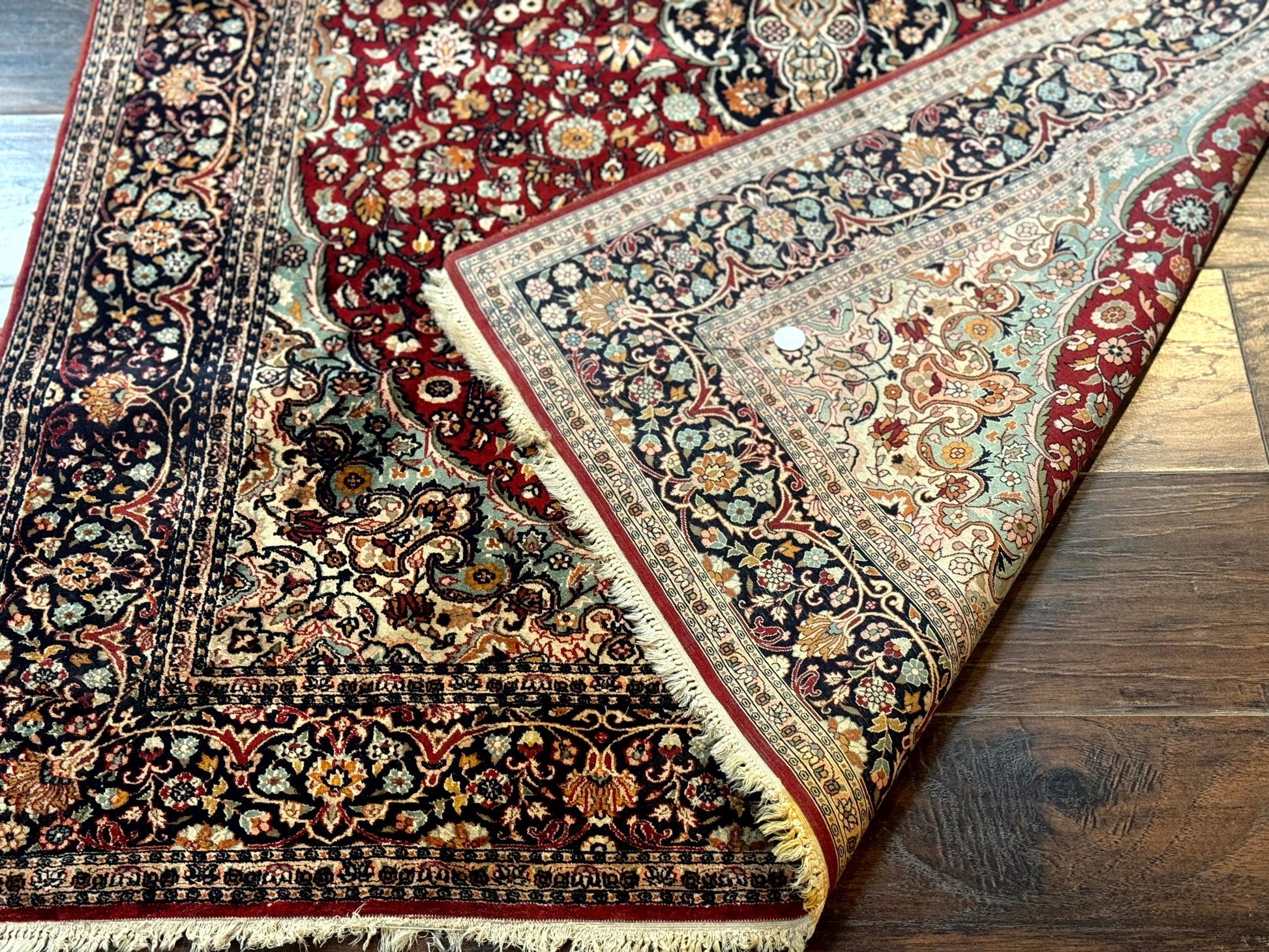 4x6 Silk Rug, Very Fine 650 KPSI, Silk Persian Carpet, Red, Floral Medallion, Sino Persian - Nuvé