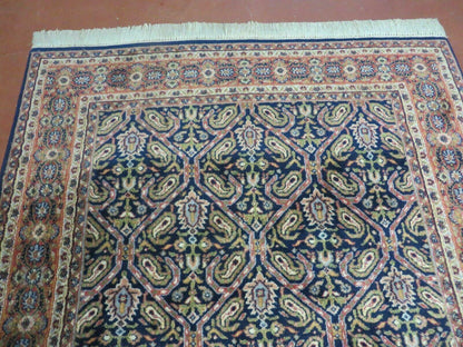 4' X 6' Vintage Fine Handmade India Floral Oriental Wool Rug Carpet Blue Red - Nuvé