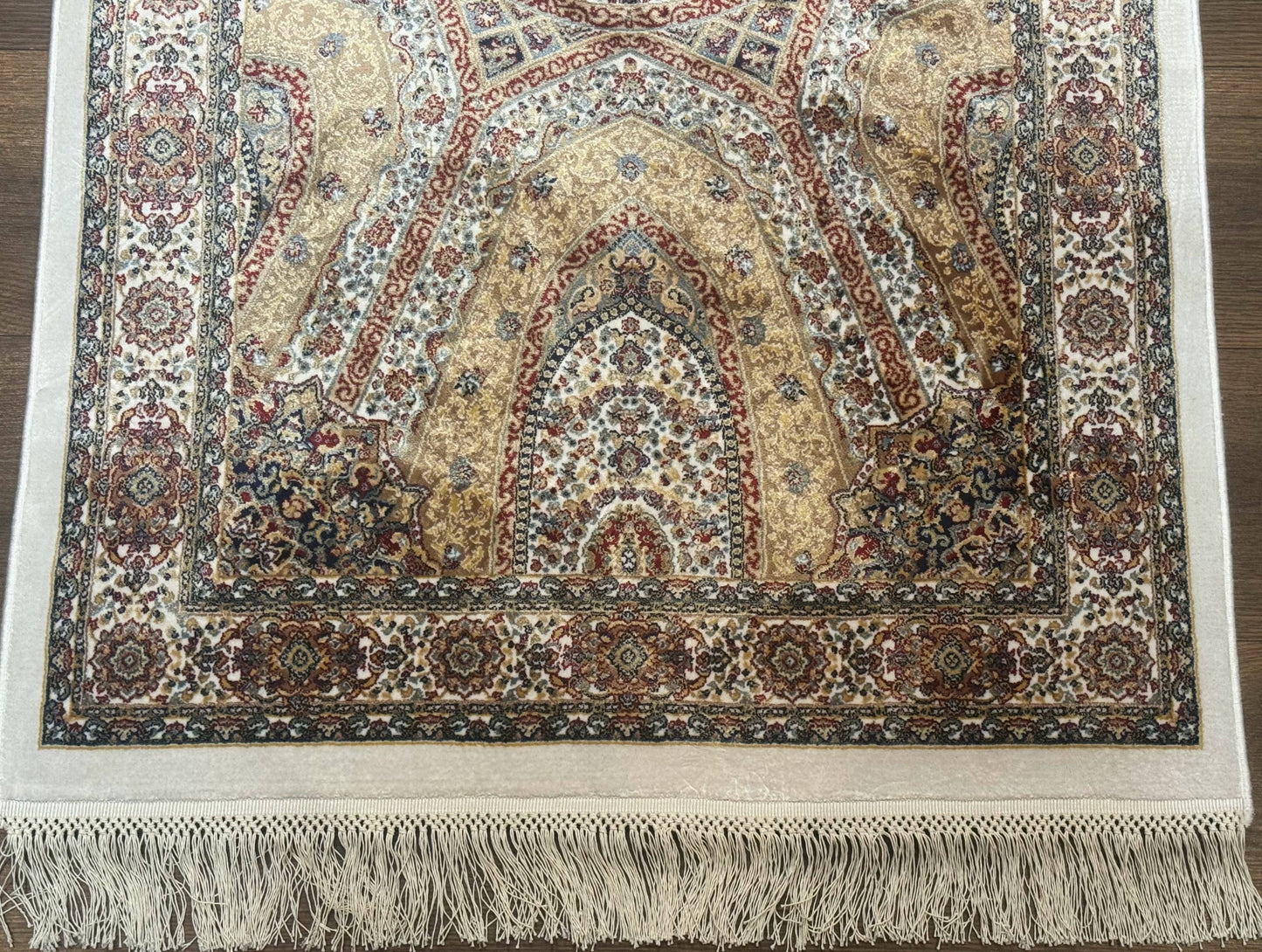 Turkish Silk Runner Rug 2.6 x 13, Dome Design, Hereke Runner, Bamboo Silk, New - Nuvé