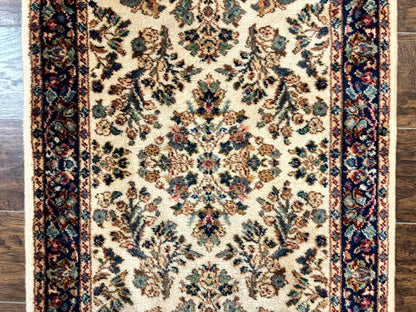 Karastan Rug 2.6 x 4, Karastan Ivory Sarouk #760, Vintage Wool Pile Small Karastan Carpet, Original Collection 700 Series Discontinued - Nuvé