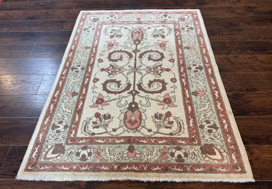 Indo Mahal Rug 4 x 5.6, Indian Handmade Wool Area Rug - Nuvé