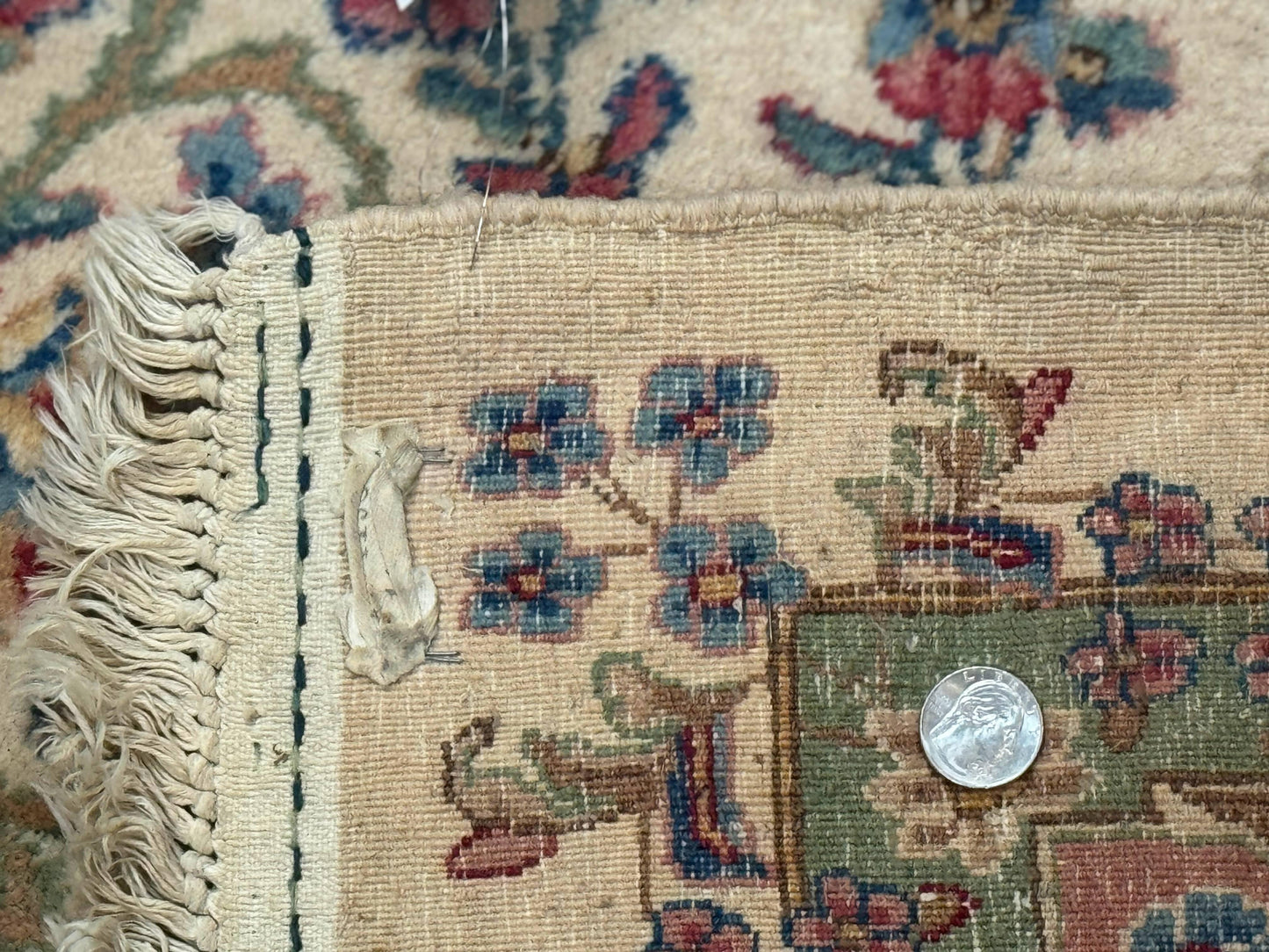 Palace Size Persian Kerman Rug 11x20 ft, Very Fine 340 KPSI, Vintage Oversized Wool Handmade Large Persian Carpet, Beige Light Blue Pink - Nuvé