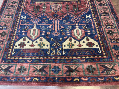 Persian Tribal Heriz Design Rug 6x9, Pottery Barn Rug, Hand Knotted Wool Vintage Rug - Nuvé