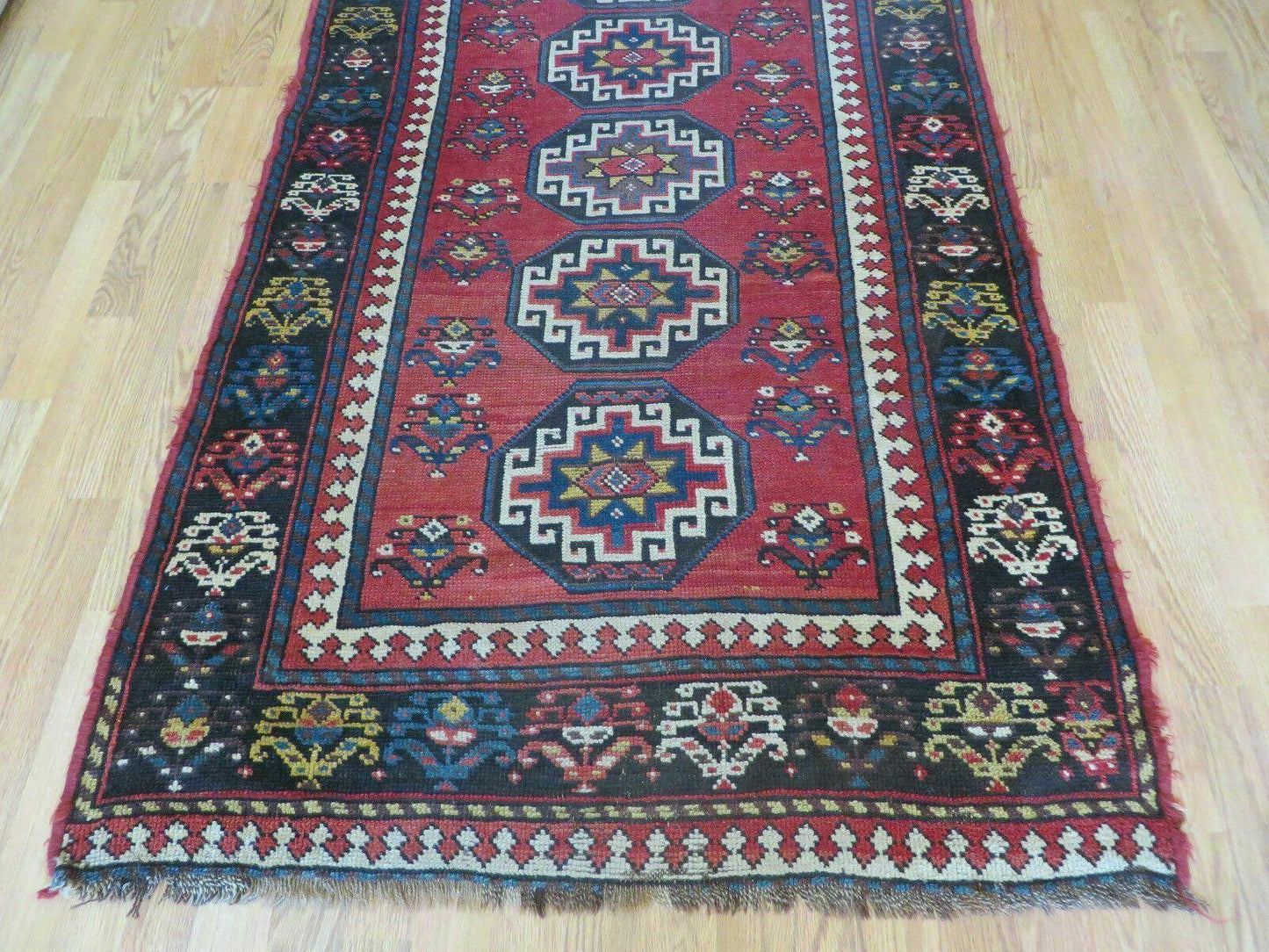 3' 3" X 10' Hand-Knotted Antique Handmade Caucasian Kazak Wool Runner Rug - Nuvé