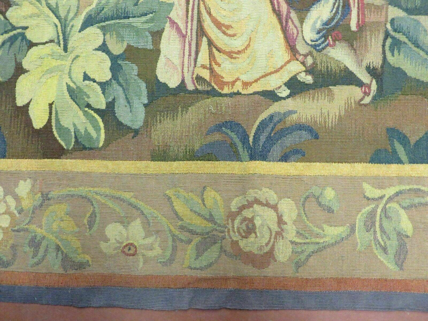 Antique French Tapestry 5x6 French Handmade Aubusson Nature One Of A Kind Rare - Nuvé