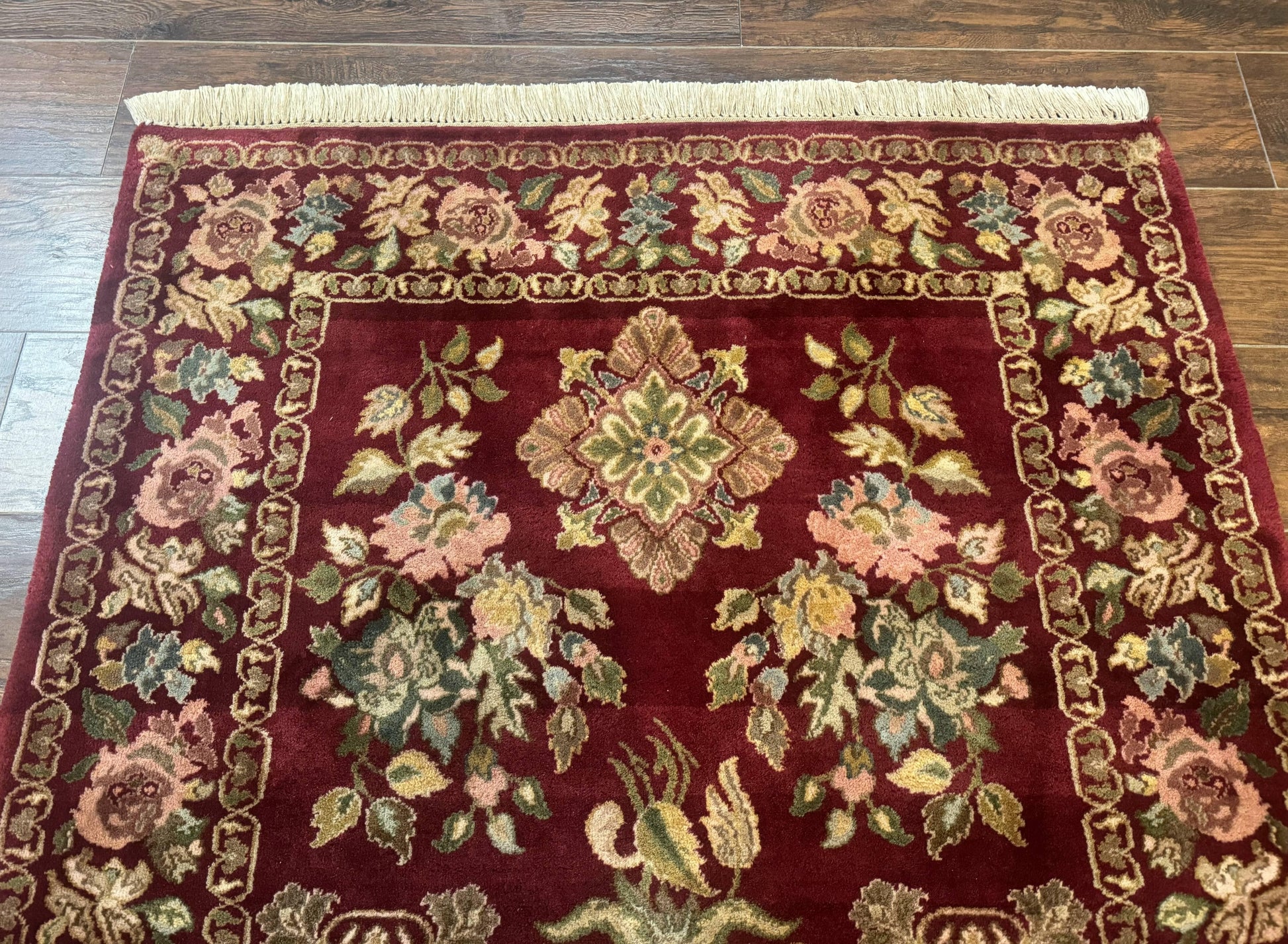 Indo Persian Kerman Rug 4x6, Burgundy, Floral - Nuvé