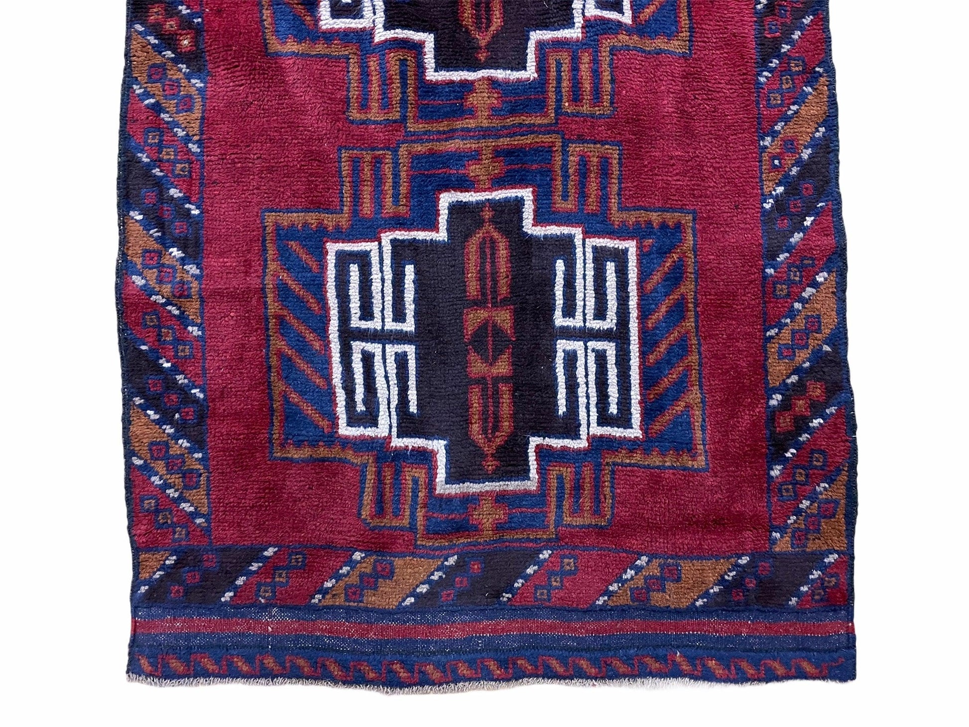 3 X 5 Vintage Handmade Tribal Wool Rug Balouchi Rug Afghan Rug Red Beige Nice - Nuvé