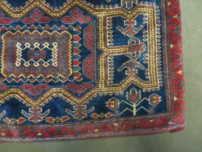 3' X 4.5' Antique Handmade Turkish Tribal Wool Rug Double Saddle Bag Nice - Nuvé
