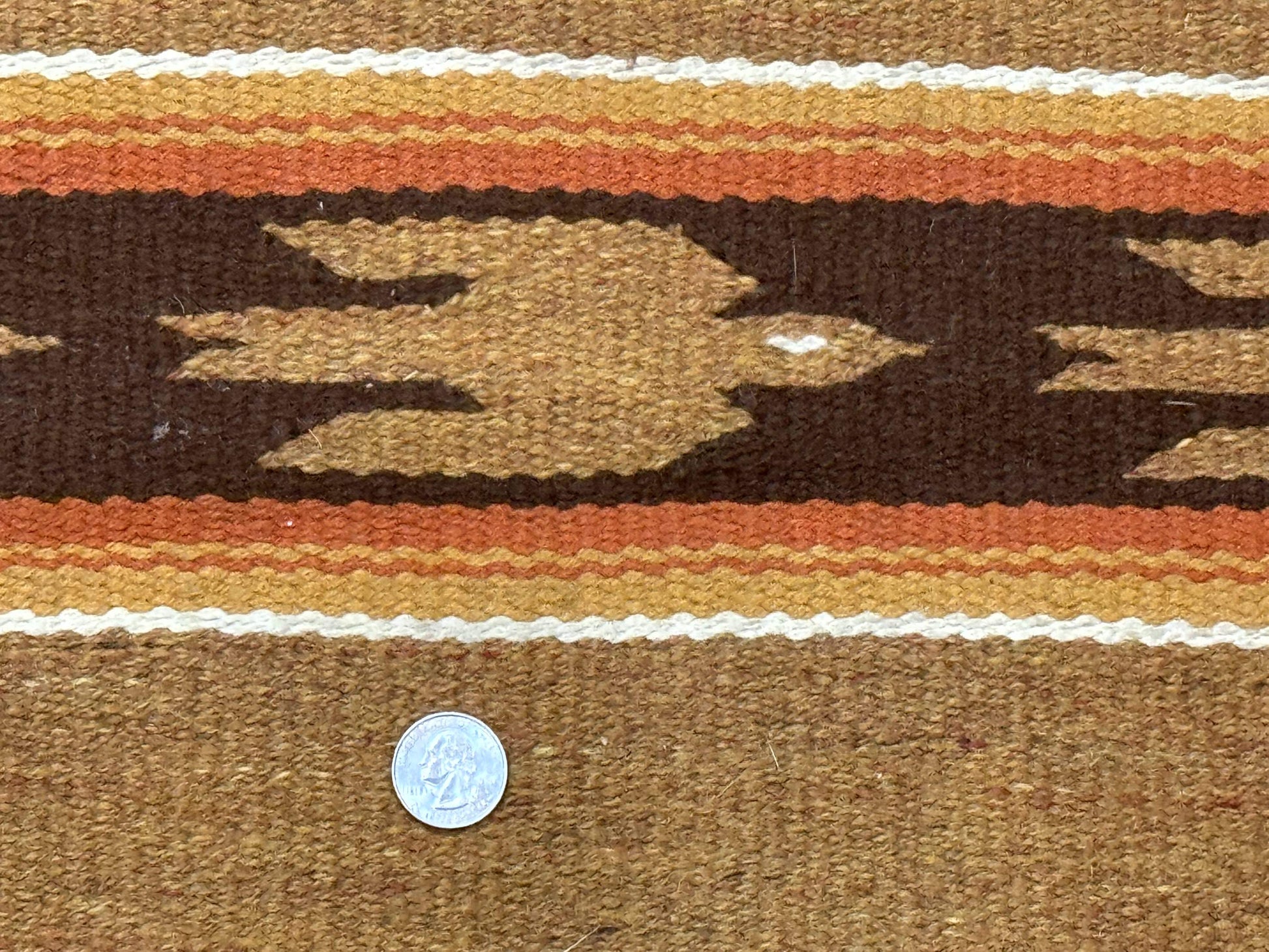 South American Rug Blanket 2.7 x 5.6, Wool, Handmade, Navajo Design, Orange Brown - Nuvé