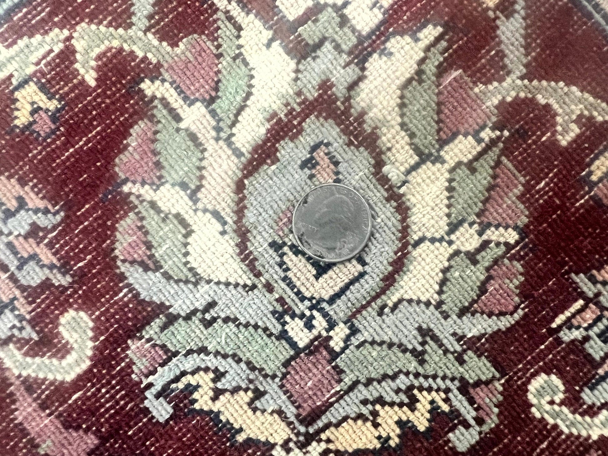 Pak Persian Rug 9x12, Handmade Vintage Traditional Wool Carpet, Floral Medallion, Dark Red Ivory/Cream, Fine 250 KPSI - Nuvé