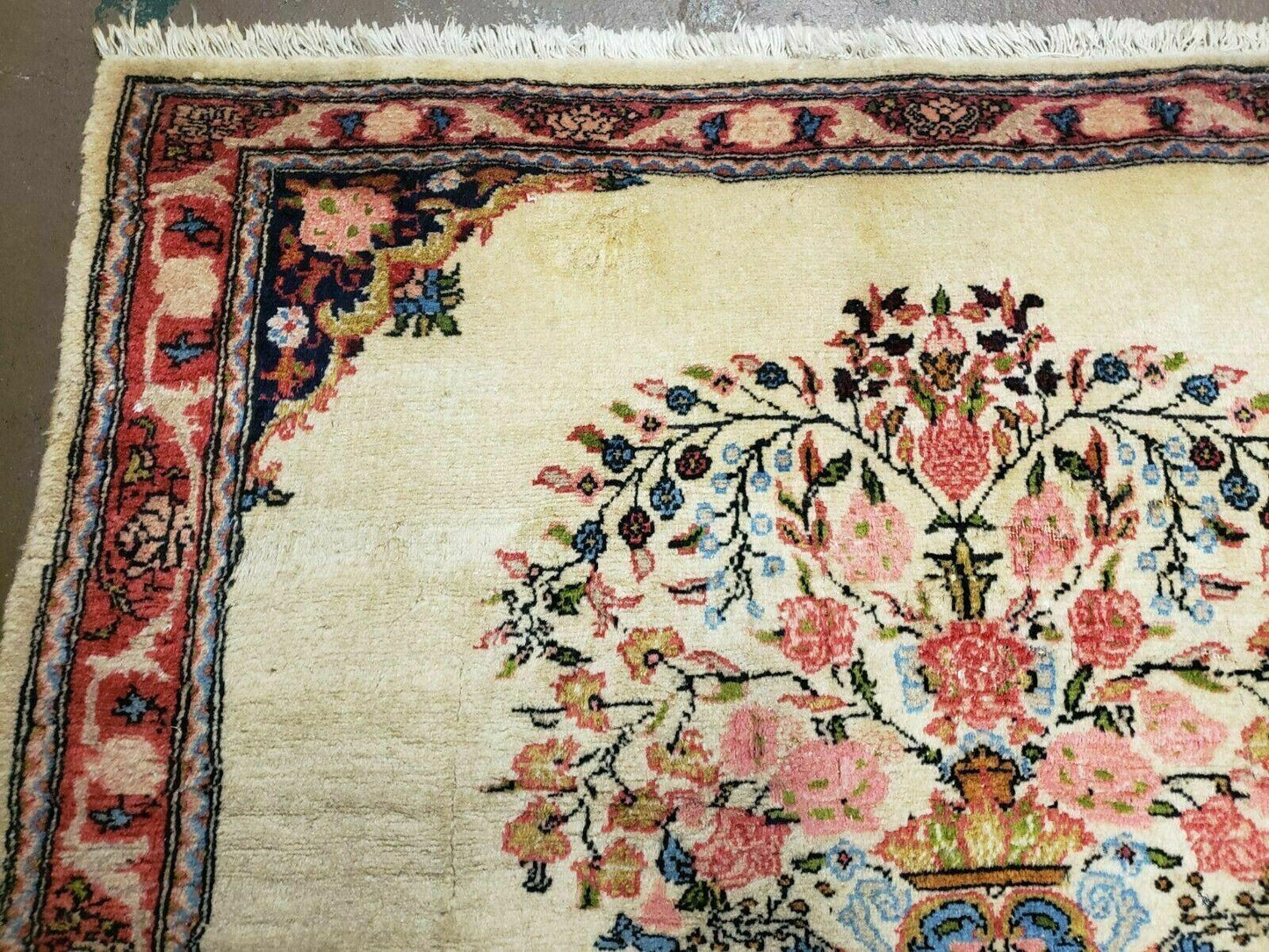 2' 7" X 3' 6" Antique Rug Hand Knotted Pictorial Wool Oriental Flowers - Nuvé
