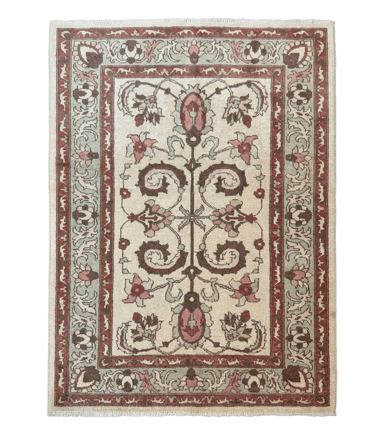 Indo Mahal Rug 4 x 5.6, Indian Handmade Wool Area Rug