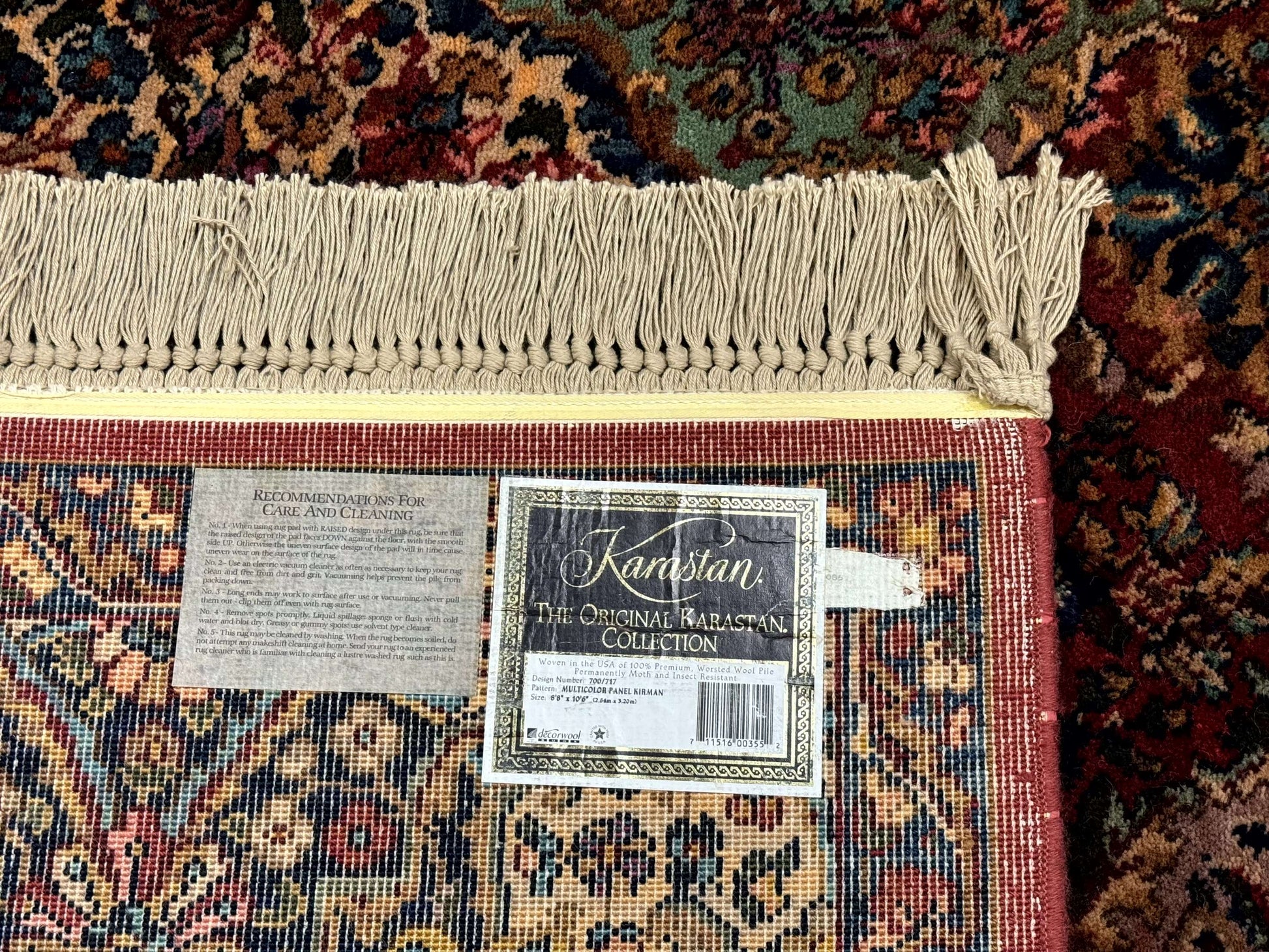 Karastan Rug 8.8 x 10.6, Multicolor Panel Kirman Rug #717, Wool - Nuvé