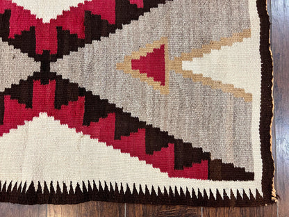 Antique Navajo Rug 2x4, Collectible Native American Wool Handmade Rug, Ivory Black Red Gray, Vintage Navajo Textile - Nuvé
