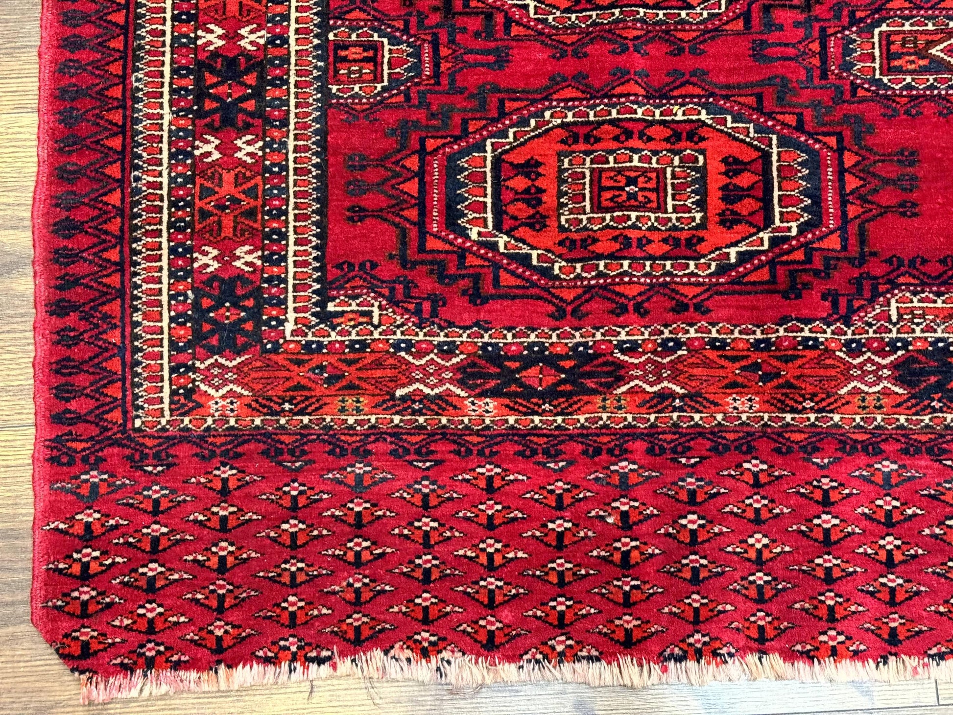 Antique Turkoman Salor Rug, Turkoman Textile, Fine 400 KPSI, Red, Persian Tribal Rug - Nuvé