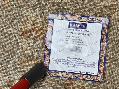 Indo Persian Rug 9x12, Sultanabad Indian Carpet, Dark Brown, Hand Knotted Vintage Wool Rug - Nuvé