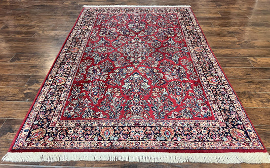 Karastan Rug 5.9 x 9 Red Sarouk #785, Wool Karastan Carpet, Original 700 Series, Vintage Karastan Oriental Rug Discontinued - Nuvé
