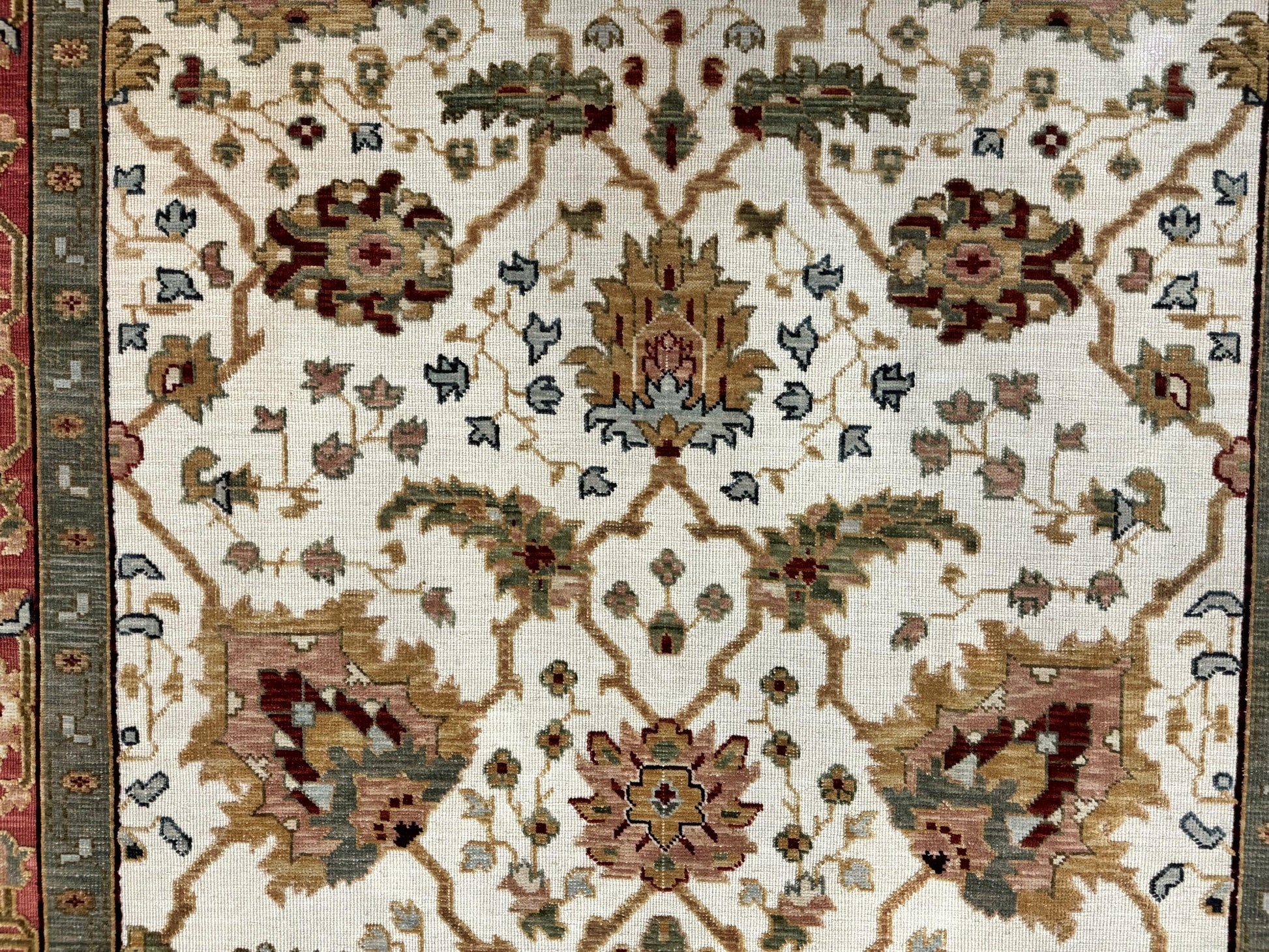 Flatweave Soumak Rug 6x9, Nourison Rug, Wool Handmade, Floral, Ivory - Nuvé