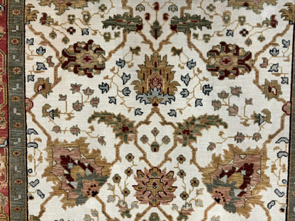 Flatweave Soumak Rug 6x9, Nourison Rug, Wool Handmade, Floral, Ivory - Nuvé