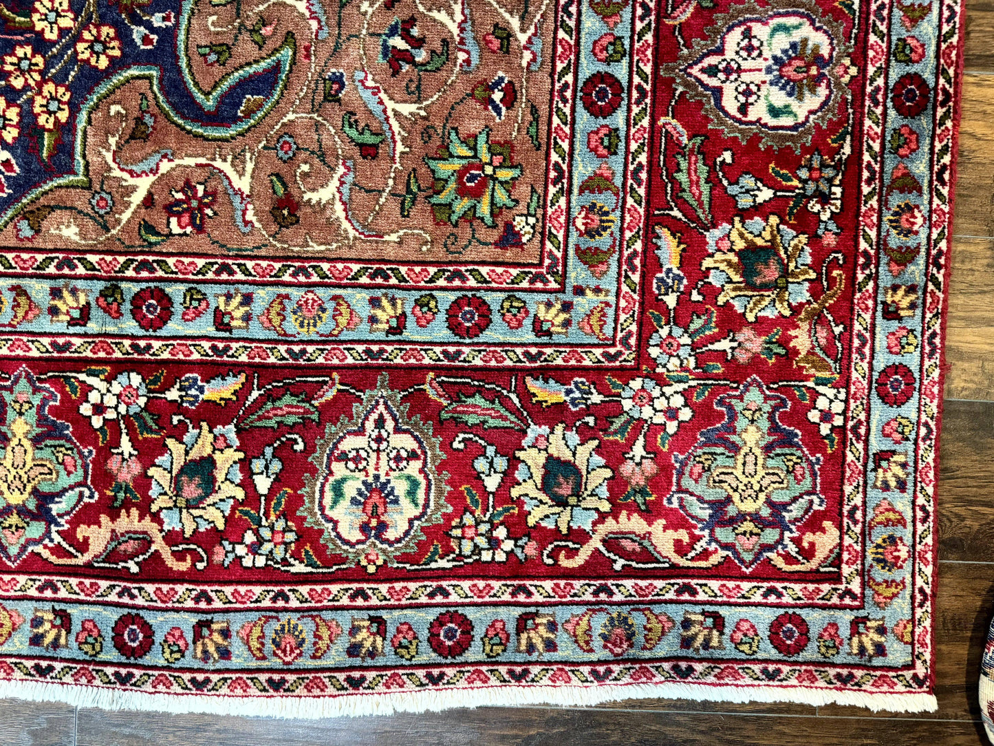 Wonderful Persian Tabriz Rug 10x14, Antique Persian Carpet, Handmade Wool Rug, Floral Medallion, Red Navy Blue, Colorful, Large Persian Area Rug - Nuvé