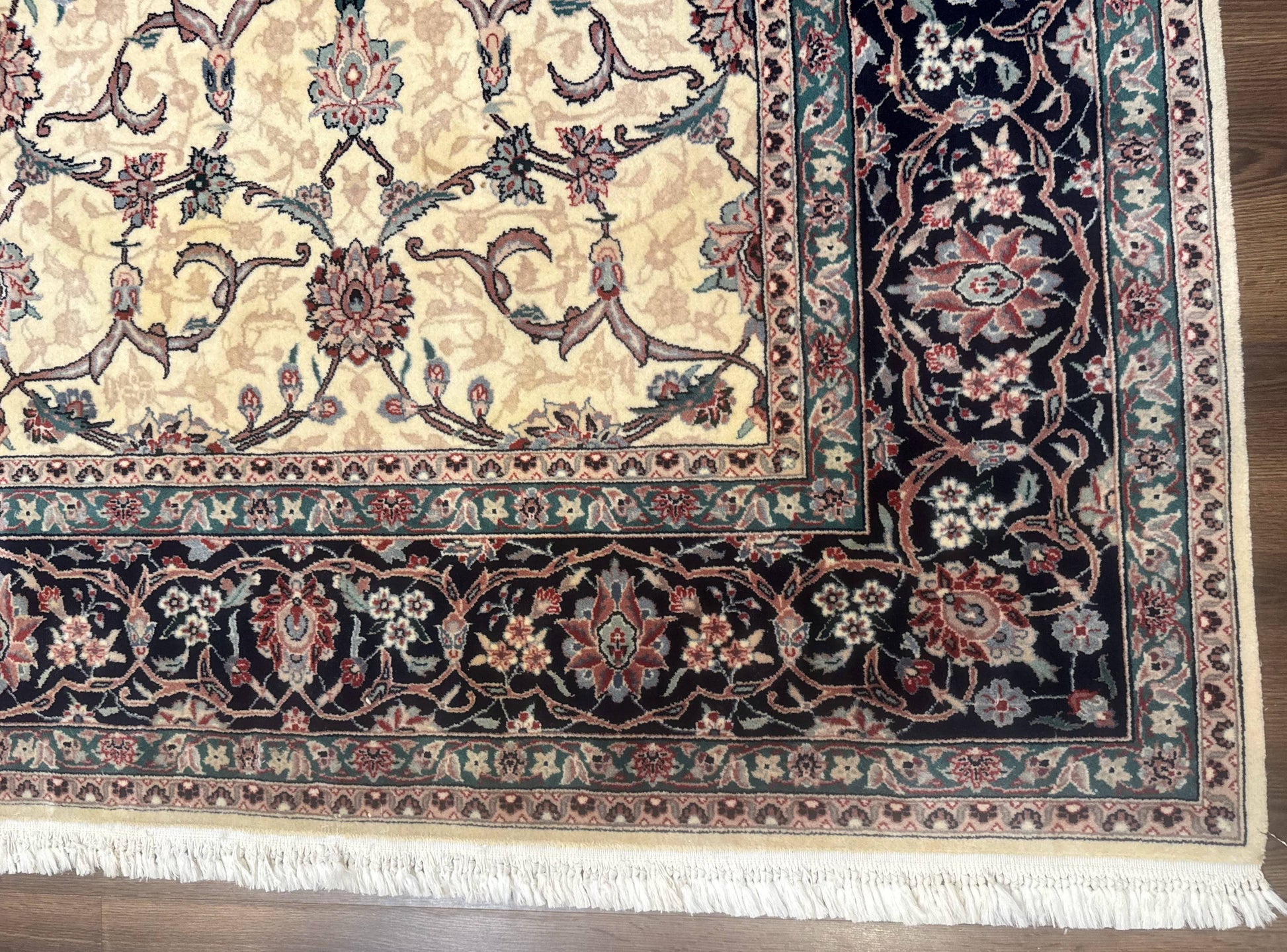 Sino Persian Rug 8x10, Allover Pattern, Beige and Midnight Blue, Wool Oriental Carpet - Nuvé