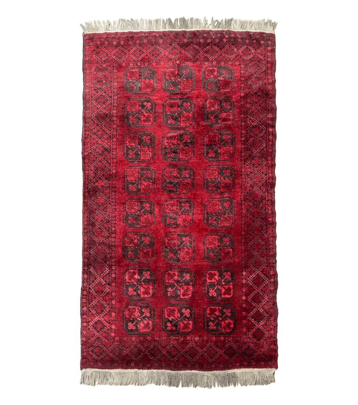 Afghan Turkoman Bokhara Bashir Rug 3x6, Red