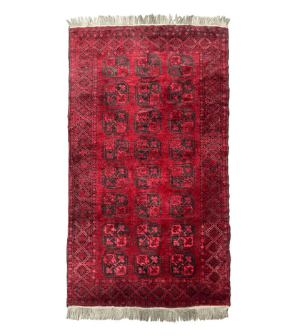 Afghan Turkoman Bokhara Bashir Rug 3x6, Red