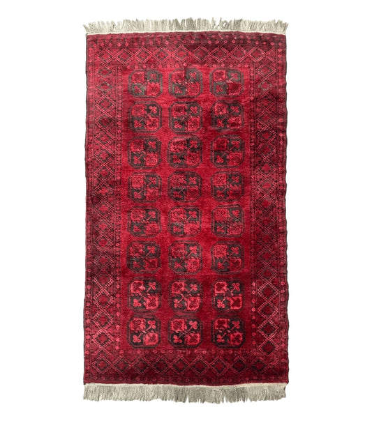 Afghan Turkoman Bokhara Bashir Rug 3x6, Red