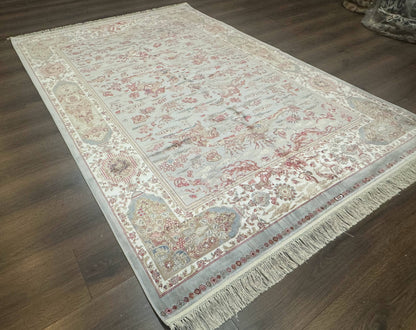 Turkish Silk Rug 5x7, Hunting Design, Animal Pictorials, Bamboo Silk - Nuvé