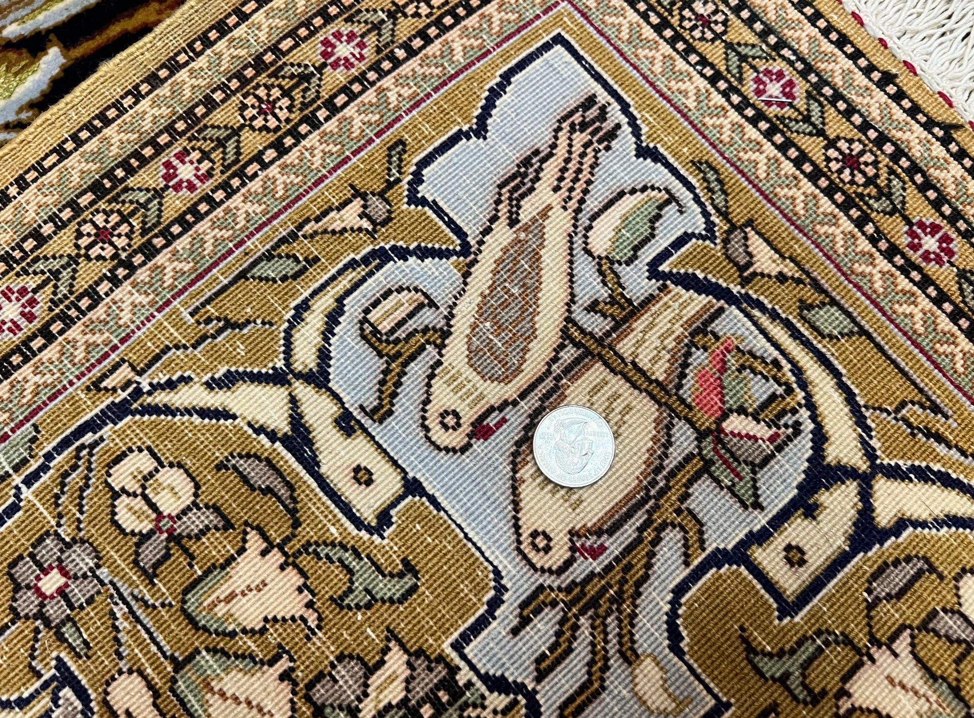 Persian Qum Pictorial Rug 4.8 x 6.5 - Layla & Majnun, Birds - Nuvé
