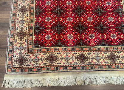 Turkish Sivas Rug 4x6, Red and Cream, Allover Design, Handmade Vintage - Nuvé